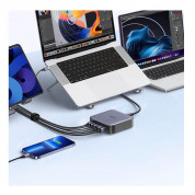 Ugreen GaN Travel Fast Wall Charger 200W - захранване за ел. мрежа за лаптопи, смартфони и таблети с 4xUSB-C и 2xUSB-A изходи с технология за бързо зареждане (тъмносив) 2