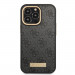 Guess PU 4G MagSafe Leather Hard Case - дизайнерски кожен кейс с MagSafe за iPhone 14 Pro (черен) 3