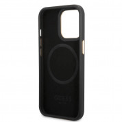 Guess PU 4G MagSafe Leather Hard Case - дизайнерски кожен кейс с MagSafe за iPhone 14 Pro (черен) 5