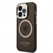 Guess Translucent MagSafe Case - хибриден удароустойчив кейс с MagSafe за iPhone 14 Pro Max (черен-прозрачен) 1