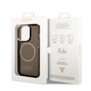 Guess Translucent MagSafe Case - хибриден удароустойчив кейс с MagSafe за iPhone 14 Pro Max (черен-прозрачен) 6