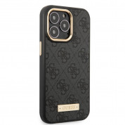 Guess PU 4G MagSafe Leather Hard Case - дизайнерски кожен кейс с MagSafe за iPhone 14 Pro Max (черен) 3