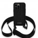 Karl Lagerfeld Monogram Crossbody Case - дизайнерски кожен кейс с връзка за носене за iPhone 14 Prо Max (черен) 2