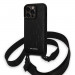 Karl Lagerfeld Monogram Crossbody Case - дизайнерски кожен кейс с връзка за носене за iPhone 14 Prо Max (черен) 1
