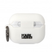 Karl Lagerfeld AirPods Pro 3D Logo NFT Karl Head Silicone Case - силиконов калъф с карабинер за Apple AirPods Pro (бял) 1