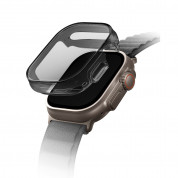 Uniq Garde Hybrid Apple Watch Case - качествен силиконов (TPU) кейс с вграден протектор за дисплея на Apple Watch Ultra 49мм (черен-прозрачен)