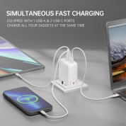 4Smarts GaN Charger Flex 65W - захранване за ел. мрежа за лаптопи, смартфони и таблети с 2xUSB-C и 1xUSB-A изходи с технология за бързо зареждане (бял) 4