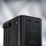 Choetech Gan2 Universal Travel Adapter PD 65W - захранване с 1xUSB-А и 2xUSB-C изхода и преходници за цял свят в едно устройство за мобилни устройства (черен) 7