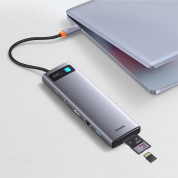 Baseus USB-C 8K Metal Gleam Series 12-in-1 Hub (WKWG020213) - мултифункционален хъб за свързване на допълнителна периферия за устройства с USB-C (тъмносив) 15