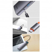 Baseus USB-C 8K Metal Gleam Series 12-in-1 Hub (WKWG020213) - мултифункционален хъб за свързване на допълнителна периферия за устройства с USB-C (тъмносив) 17
