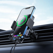 Baseus Halo Electric Wireless Car Mount Qi Charger 15W (SUDD000001) - поставка за радиатора на кола с безжично зареждане за Qi съвместими смартфони (черен) 8