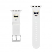 Karl Lagerfeld Karl and Choupette Silicone Watch Strap - силиконова каишка за Apple Watch 42мм, 44мм, 45мм, Ultra 49мм (бял)