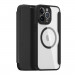 Dux Ducis Skin X Pro Magnetic Wallet Case - удароустойчив хибриден кожен кейс с отделение за карти и MagSafe за iPhone 14 Pro Max (черен-прозрачен) 1