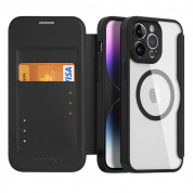 Dux Ducis Skin X Pro Magnetic Wallet Case - удароустойчив хибриден кожен кейс с отделение за карти и MagSafe за iPhone 14 Pro Max (черен-прозрачен) 1