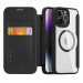 Dux Ducis Skin X Pro Magnetic Wallet Case - удароустойчив хибриден кожен кейс с отделение за карти и MagSafe за iPhone 14 Pro Max (черен-прозрачен) 2