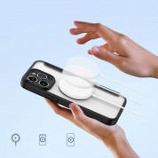 Dux Ducis Skin X Pro Magnetic Wallet Case - удароустойчив хибриден кожен кейс с отделение за карти и MagSafe за iPhone 14 Pro Max (черен-прозрачен) 3