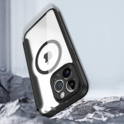 Dux Ducis Skin X Pro Magnetic Wallet Case - удароустойчив хибриден кожен кейс с отделение за карти и MagSafe за iPhone 14 Pro Max (черен-прозрачен) 10