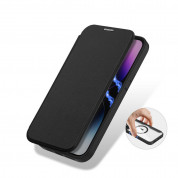 Dux Ducis Skin X Pro Magnetic Wallet Case - удароустойчив хибриден кожен кейс с отделение за карти и MagSafe за iPhone 14 Pro Max (черен-прозрачен) 7