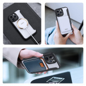 Dux Ducis Skin X Pro Magnetic Wallet Case - удароустойчив хибриден кожен кейс с отделение за карти и MagSafe за iPhone 14 Pro Max (черен-прозрачен) 5
