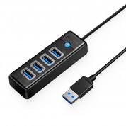 Orico USB 3.0 4-Port Hub (PW4U-U3-015-BK-EP) - 4 портов USB-A 3.0 хъб за MacBook и преносими компютри (15см) (черен)