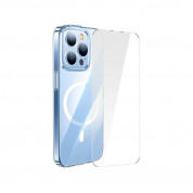 Baseus Crystal MagSafe Hybrid Protection Set - хибриден удароустойчив кейс с MagSafe и стъклено защитно покритие за дисплея на iPhone 14 Pro (прозрачен)