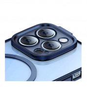 Baseus Glitter MagSafe Hybrid Protection Set - хибриден удароустойчив кейс с MagSafe и стъклено защитно покритие за дисплея на iPhone 14 Pro (син-прозрачен) 4