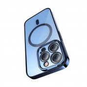 Baseus Glitter MagSafe Hybrid Protection Set - хибриден удароустойчив кейс с MagSafe и стъклено защитно покритие за дисплея на iPhone 14 Pro (син-прозрачен) 2