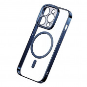 Baseus Glitter MagSafe Hybrid Protection Set - хибриден удароустойчив кейс с MagSafe и стъклено защитно покритие за дисплея на iPhone 14 Pro Max (син-прозрачен) 2
