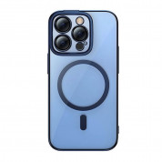 Baseus Glitter MagSafe Hybrid Protection Set - хибриден удароустойчив кейс с MagSafe и стъклено защитно покритие за дисплея на iPhone 14 Pro Max (син-прозрачен)