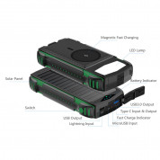 4smarts Solar Power Bank Rugged TitanPack Ultimag 20000mAh - соларна удароустойчива външна батерия с 5xUSB изхода, компас и фенер (черен-зелен) 5