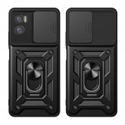 Tech-Protect CamShield Pro Hard Case - хибриден удароустойчив кейс с пръстен против изпускане за Motorola Moto E22, Moto E22i (черен) 1
