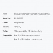 Baseus Brilliance Keyboard Case (ARJK000113) - кожен калъф и безжична блутут клавиатура за iPad Pro 12.9 M2 (2022), iPad Pro 12.9 M1 (2021), iPad Pro 12.9 (2020), iPad Pro 12.9 (2018) (черен) 19