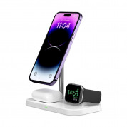 Tech-Protect 3-in-1 Magnetic MagSafe Wireless Charger A22 - тройна поставка (пад) за безжично зареждане за iPhone с Magsafe, Apple Watch и AirPods Pro (бял) 1