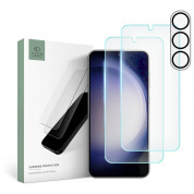 Tech-Protect Supreme Protection Set - комплект 2 броя стъклено защитно покритие за дисплея и стъклено защитно покритие за камерата на Samsung Galaxy S23 (прозрачен)
