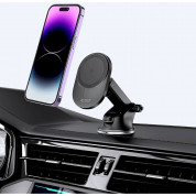 Tech-Protect MM15W-V1 MagSafe Dashboard And Vent Car Mount 15W - магнитна поставка за таблото, стъклото или радиатора на кола с безжично зареждане за iPhone с Magsafe (черен) 7