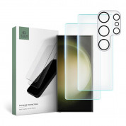 Tech-Protect Supreme Protection Set - комплект 2 броя стъклено защитно покритие за дисплея и стъклено защитно покритие за камерата на Samsung Galaxy S23 Ultra (прозрачен)