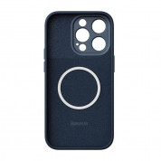 Baseus Liquid Silica MagSafe Gel Case (ARYC000503) - силиконов (TPU) калъф с MagSafe и стъклено защитно покритие за дисплея на iPhone 14 Pro (син) 1