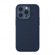 Baseus Liquid Silica MagSafe Gel Case (ARYC000503) - силиконов (TPU) калъф с MagSafe и стъклено защитно покритие за дисплея на iPhone 14 Pro (син)