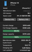 Apple iPhone 14 Battery (3.8V 3279mAh, model A2863) (used) 2