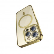 Baseus Glitter MagSafe Hybrid Protection Set - хибриден удароустойчив кейс с MagSafe и стъклено защитно покритие за дисплея на iPhone 14 Pro (златист-прозрачен) 1