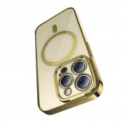 Baseus Glitter MagSafe Hybrid Protection Set - хибриден удароустойчив кейс с MagSafe и стъклено защитно покритие за дисплея на iPhone 14 Pro Max (златист-прозрачен) 1
