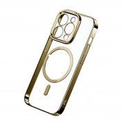 Baseus Glitter MagSafe Hybrid Protection Set - хибриден удароустойчив кейс с MagSafe и стъклено защитно покритие за дисплея на iPhone 14 Pro Max (златист-прозрачен) 2