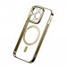 Baseus Glitter MagSafe Hybrid Protection Set - хибриден удароустойчив кейс с MagSafe и стъклено защитно покритие за дисплея на iPhone 14 Pro Max (златист-прозрачен) 3