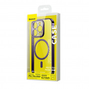 Baseus Glitter MagSafe Hybrid Protection Set - хибриден удароустойчив кейс с MagSafe и стъклено защитно покритие за дисплея на iPhone 14 Pro Max (лилав-прозрачен) 4