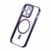 Baseus Glitter MagSafe Hybrid Protection Set - хибриден удароустойчив кейс с MagSafe и стъклено защитно покритие за дисплея на iPhone 14 Pro Max (лилав-прозрачен) 2