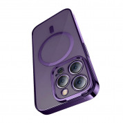 Baseus Glitter MagSafe Hybrid Protection Set - хибриден удароустойчив кейс с MagSafe и стъклено защитно покритие за дисплея на iPhone 14 Pro Max (лилав-прозрачен) 1