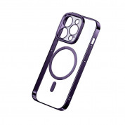 Baseus Glitter MagSafe Hybrid Protection Set - хибриден удароустойчив кейс с MagSafe и стъклено защитно покритие за дисплея на iPhone 14 Pro (лилав-прозрачен) 2