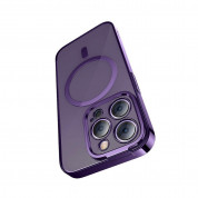 Baseus Glitter MagSafe Hybrid Protection Set - хибриден удароустойчив кейс с MagSafe и стъклено защитно покритие за дисплея на iPhone 14 Pro (лилав-прозрачен) 1