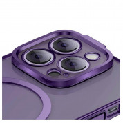 Baseus Glitter MagSafe Hybrid Protection Set - хибриден удароустойчив кейс с MagSafe и стъклено защитно покритие за дисплея на iPhone 14 Pro (лилав-прозрачен) 3