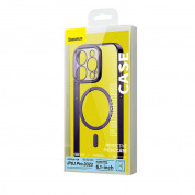 Baseus Glitter MagSafe Hybrid Protection Set - хибриден удароустойчив кейс с MagSafe и стъклено защитно покритие за дисплея на iPhone 14 Pro (лилав-прозрачен) 4